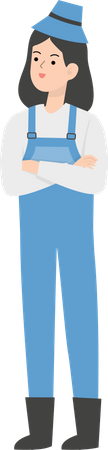 Bäuerin steht mit gefalteten Händen  Illustration