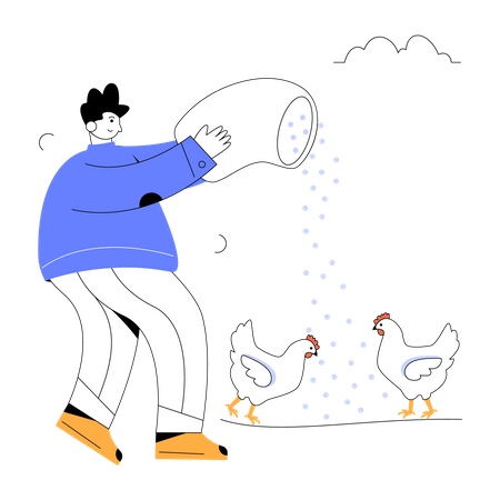 Bauernhoffütterung  Illustration