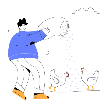 Bauernhoffütterung  Illustration