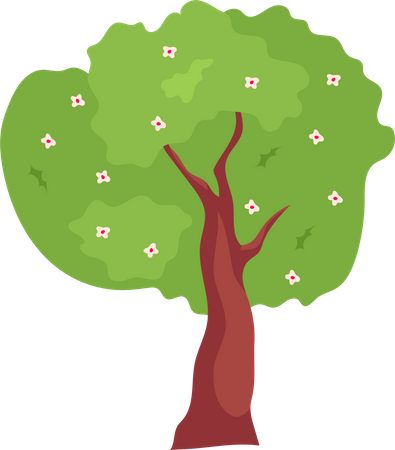 Baum mit blühenden Zweigen  Illustration