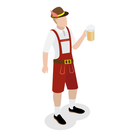 Bavarian drinking beer  Illustration