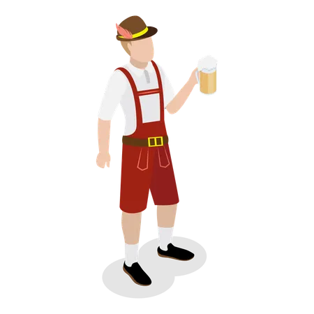 Bavarian drinking beer  Illustration