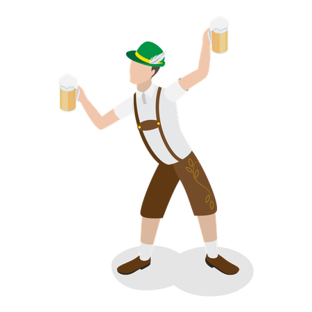 Bavarian enjoying beer  Illustration