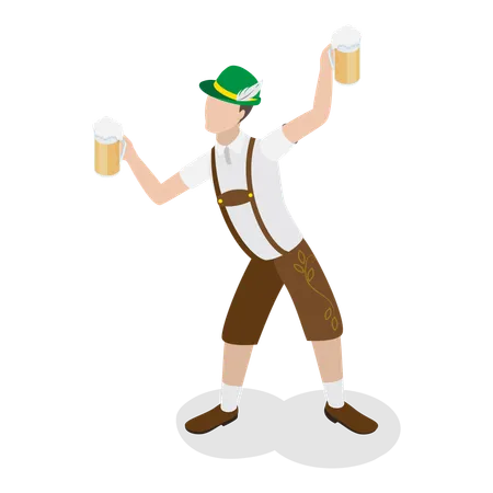 Bavarian enjoying beer  Illustration