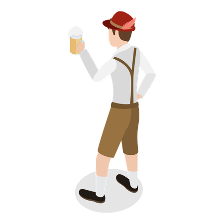 Bavarian holding beer glass  Illustration