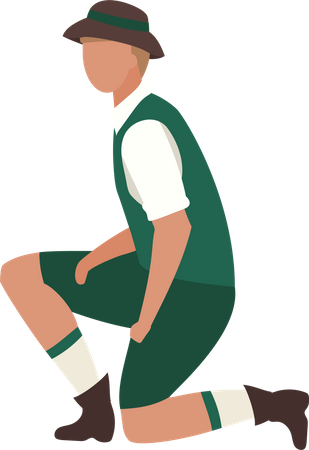 Bavarian man standing on one knee  Illustration