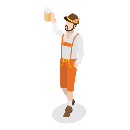 Bávaro trabalhando na oktoberfest  Ilustração