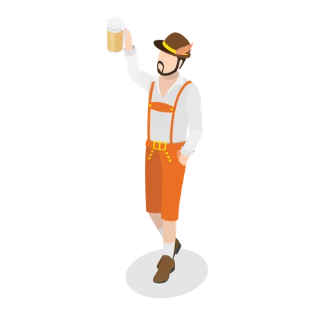 Bávaro trabalhando na oktoberfest  Ilustração