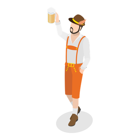 Bavarian working at oktoberfest  Illustration