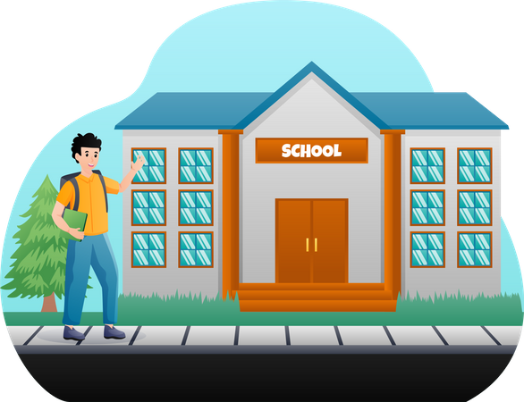 Bay going to school  Illustration