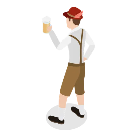 Bayer mit Bierglas  Illustration