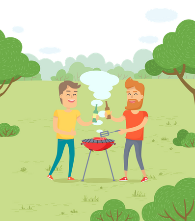Bbq party in park  Illustration