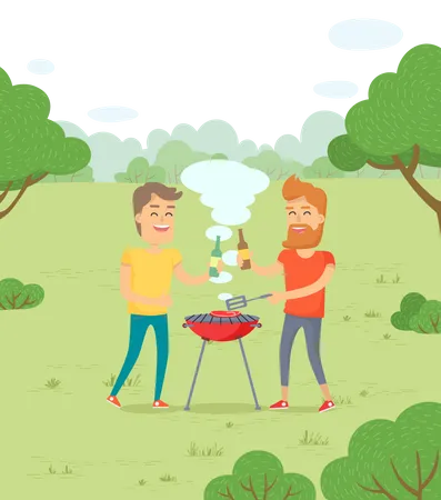 Bbq party in park  Illustration