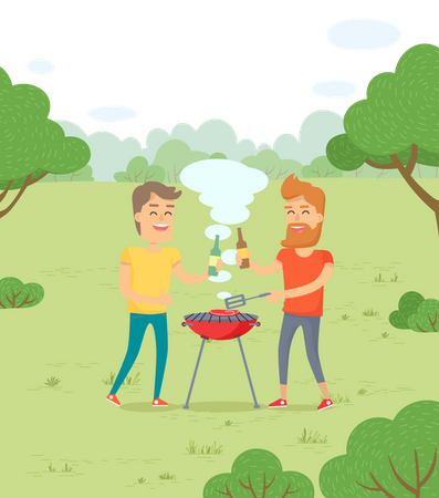 Bbq party in park  Illustration