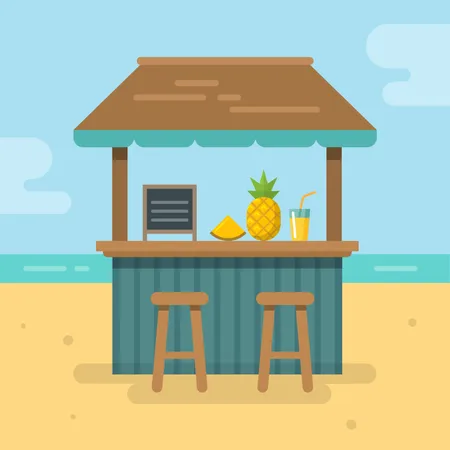 Beach bar on the beach  Illustration