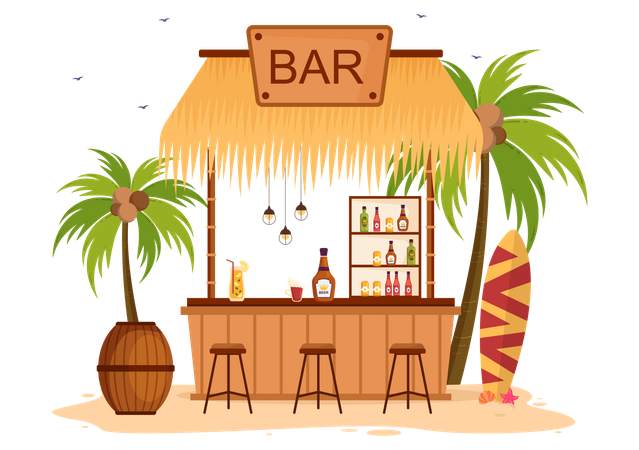 Beach Beer Bar Illustration