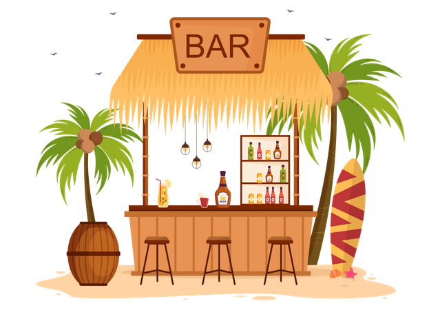 Beach Beer Bar  Illustration