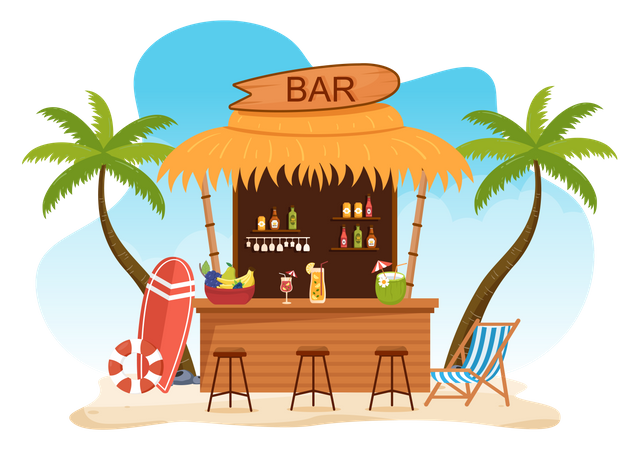 Beach Beer Stall Illustration