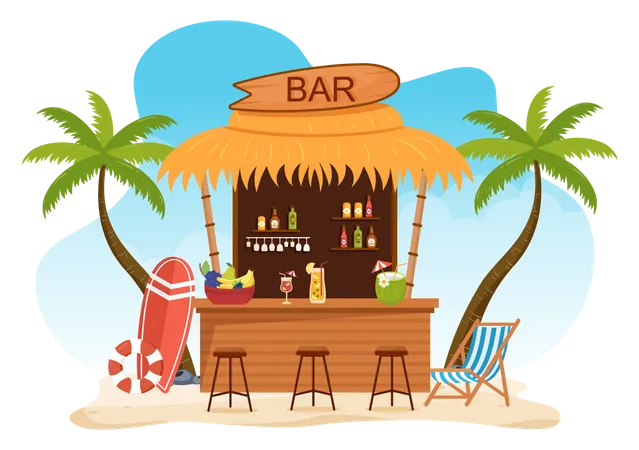 Beach Beer Stall Illustration