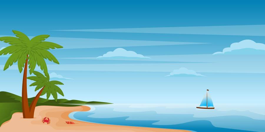 Beach Boating Illustration