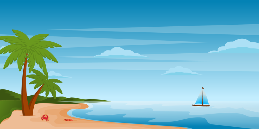 Beach Boating  Illustration