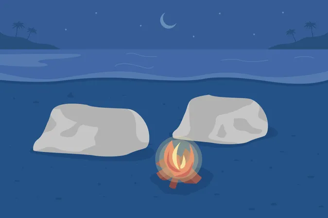 Beach bonfire  Illustration