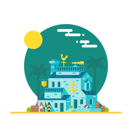 Beach building  イラスト