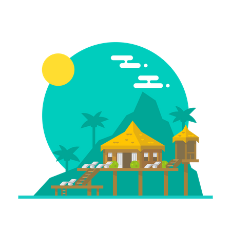 Beach bungalow Illustration