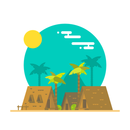 Beach bungalow  イラスト