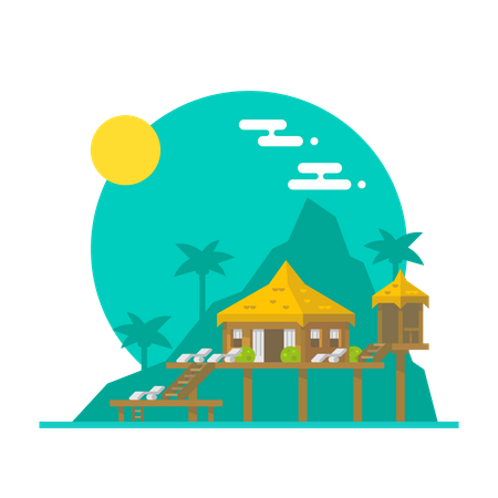 Beach bungalow  イラスト