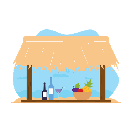 Beach cafe stall  일러스트레이션