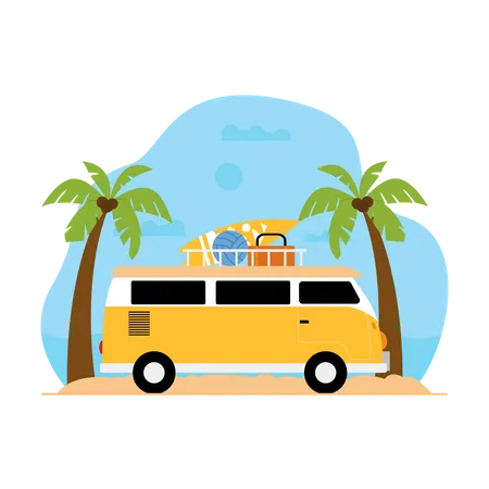 Beach campervan  Illustration