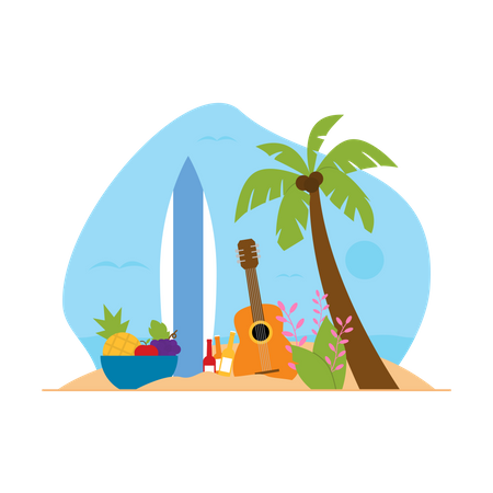 Beach camping  Illustration