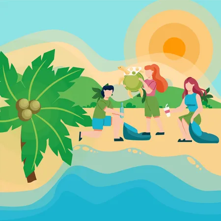 Beach Cleaning Illustration