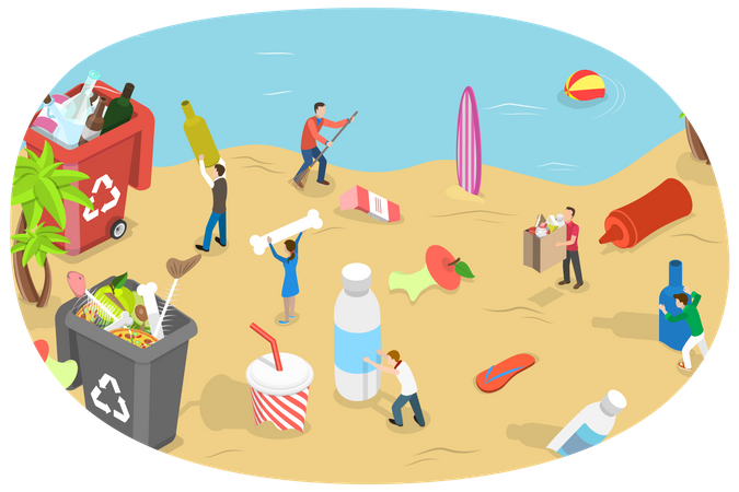 Beach Cleaning  Illustration