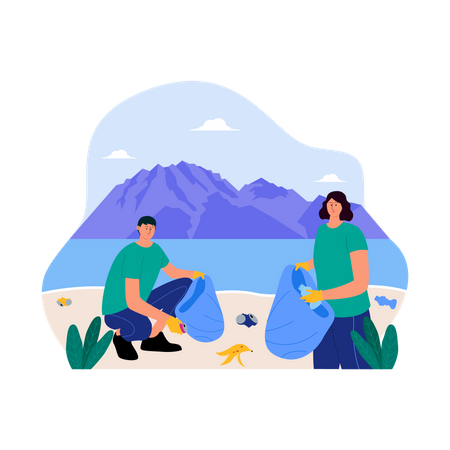 Beach cleaning  Illustration