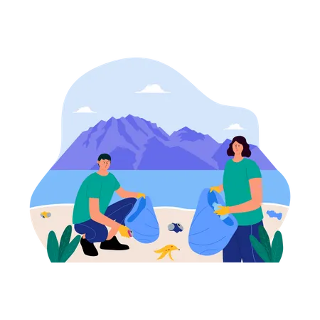 Beach cleaning  Illustration