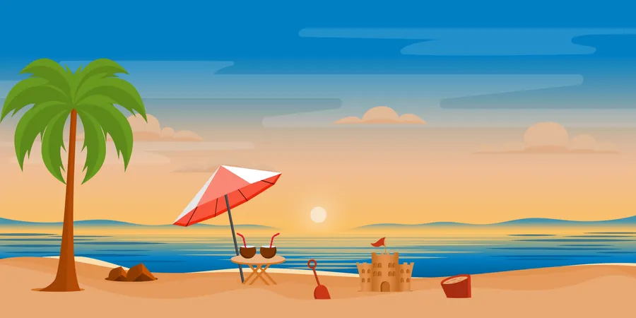 A Perfect Beach Fun Vector Background Design Illustration