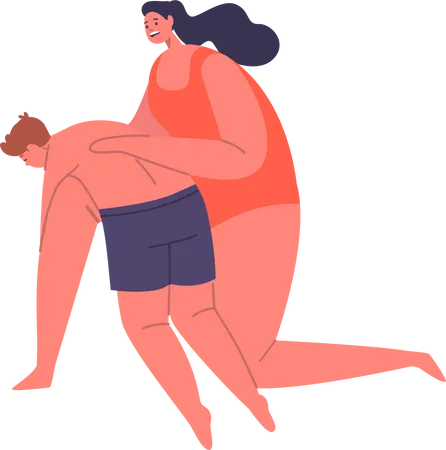 Beach Guard Providing Crucial First Aid  Illustration