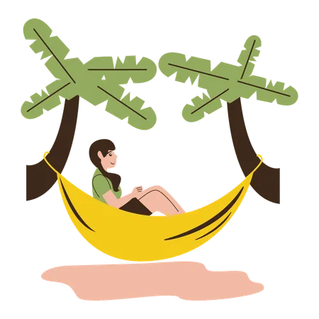 Beach hammock summer activity  Illustration