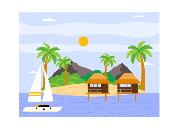 Beach hotel  イラスト