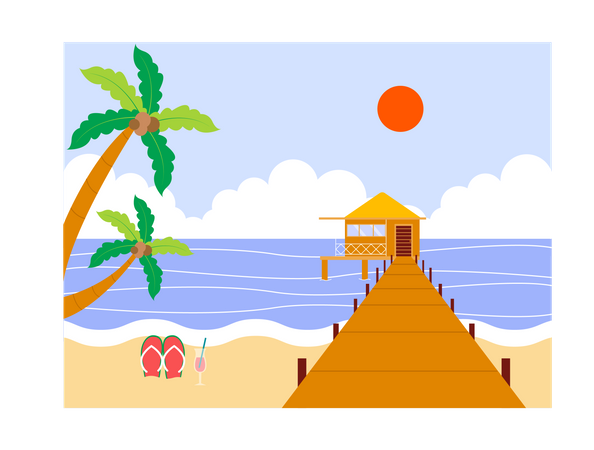 Beach house  イラスト