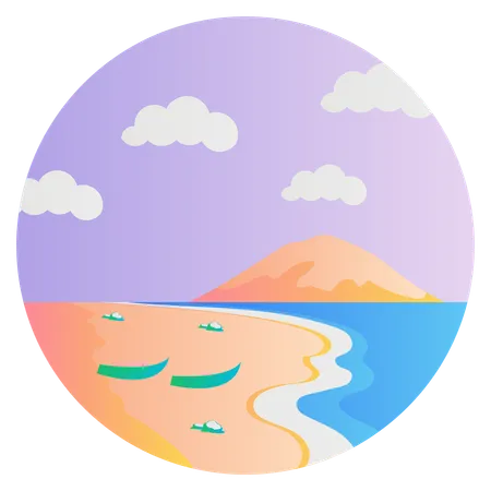 ビーチの風景  イラスト