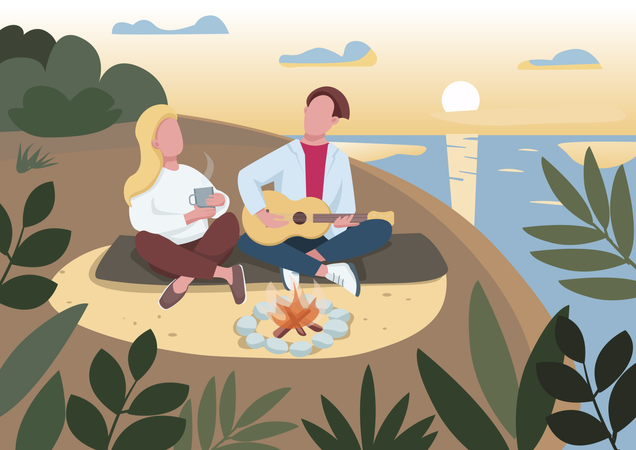 Beach picnic Illustration