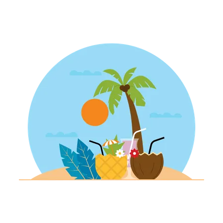 Beach refreshment drinks  Illustration