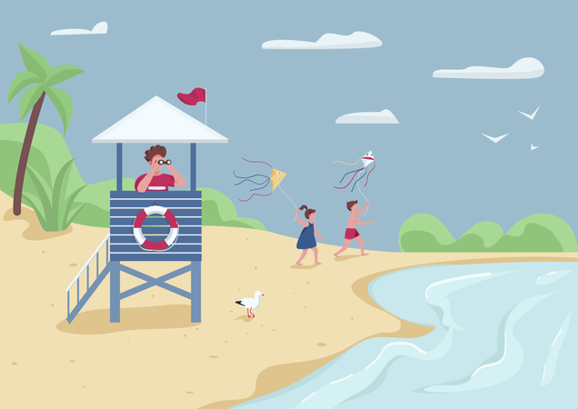 Beach safety and active leisure Illustration