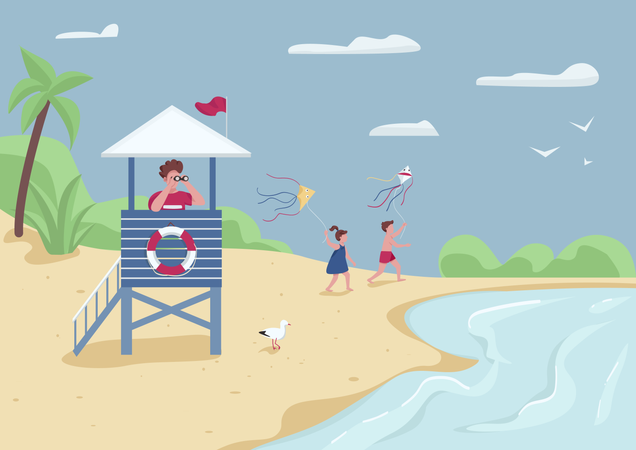 Beach safety and active leisure  Illustration