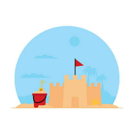 Beach sand castle  Illustration