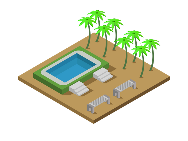 Beach Swimming Pool Illustration