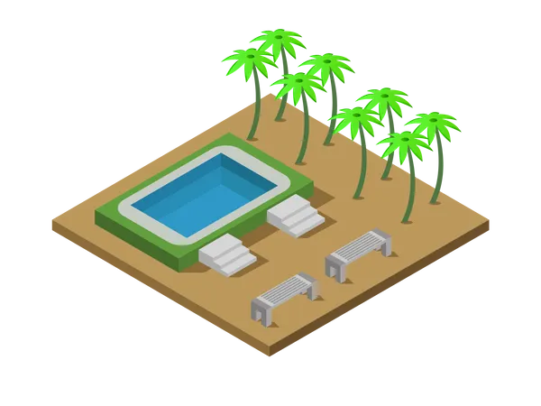 Beach Swimming Pool  Illustration
